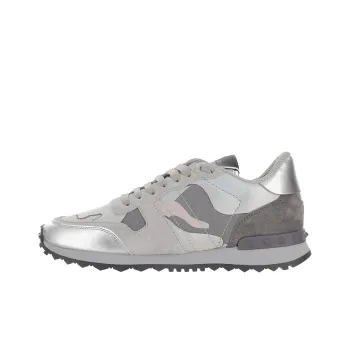 Valentino Rockrunner Low Top Casual Shoes Women's Silver Camouflage