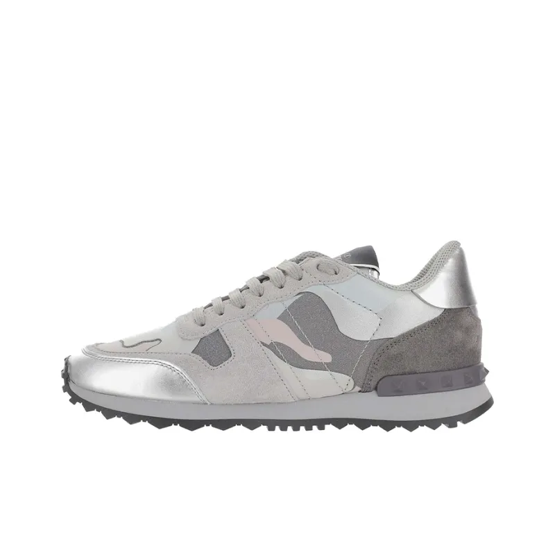Valentino Rockrunner Low Top Casual Shoes Women's Silver Camouflage-0
