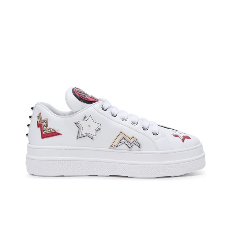 PRADA Women's Robot Leather Platform 'Heart Patches'-1