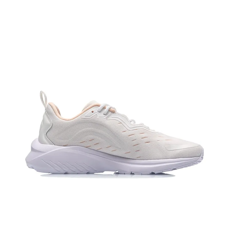 LiNing Slip Resistant Cushioning Low Top Running Shoes Women's White Orange-1