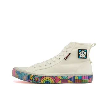 Craig&Karl x Kappa Anti Slip Wear Resistant High Top Canvas Shoes Unisex Ecru Rainbow