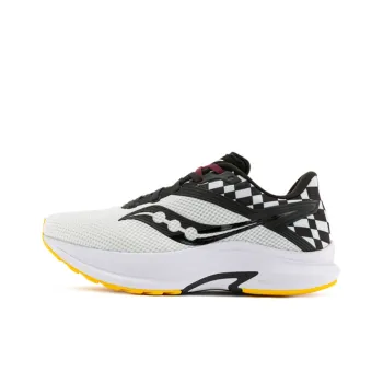 Saucony Cushioning Anti Slip And Wear Resistant Support Low Top Running Shoes Men's Black White Yellow
