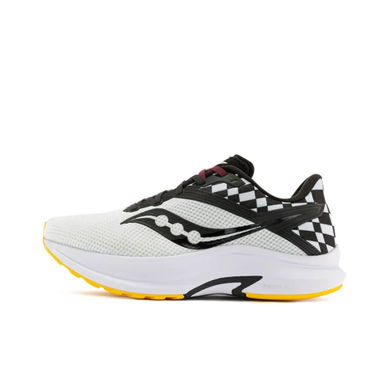 Saucony Cushioning Anti Slip And Wear Resistant Support Low Top Running Shoes Men's Black White Yellow-0