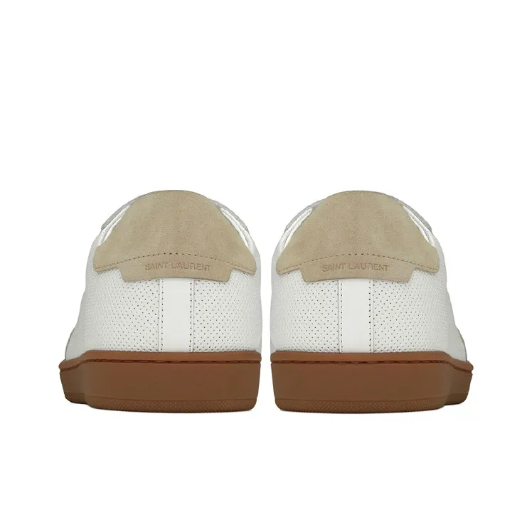 SAINT LAURENT SL10 Court Leather White Grey-4