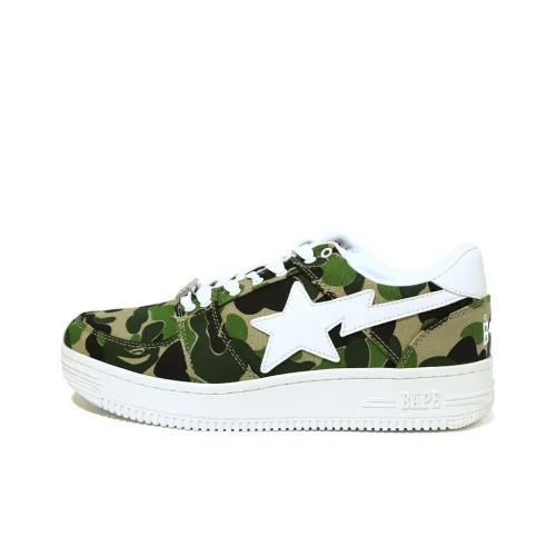 A BATHING APE STA Low Stylish Skateboarding Shoes Women's Green Camouflage