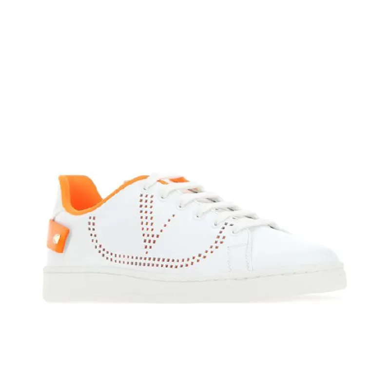 Valentino Backnet Skateboard Shoes Women's Low-Top White/Orange-2