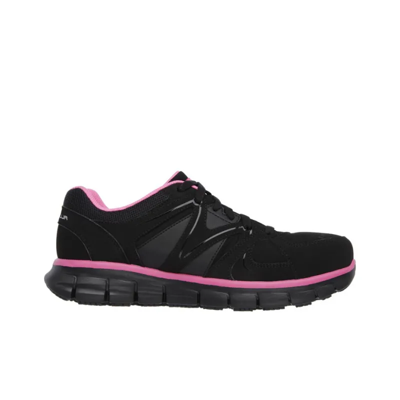 Skechers Synergy Cushioned Slip-Resistant Low-Top Running Shoes Women's Black Pink-1