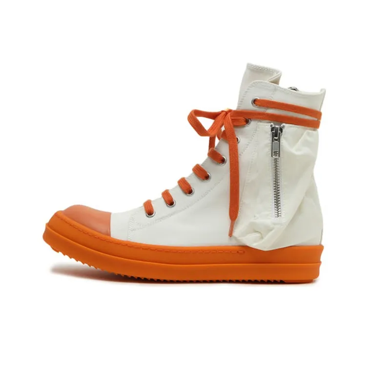 Rick Owens DRKSHDW Bauhaus High Top Stylish Skateboarding Shoes Women's White Orange-0