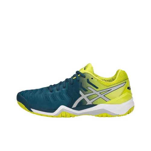 Asics Gel-Resolution 7 Wear-Resistant Low-Top Running Shoes Men's Blue Yellow