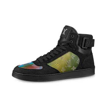 LOUIS VUITTON Rivoli Ankle Sneakers 'Black With Colorfull Monogram Patches'