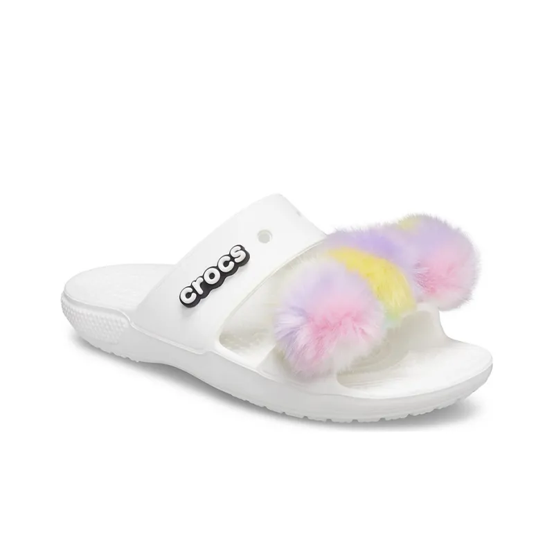 Crocs Classic Fur Sure 2 Straps Sandals 'White'-2