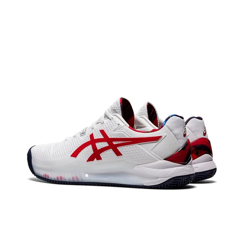 Asics Gel-Resolution 8 Clay L.E. Cushioning Anti-Slip And Wear-Resistant Low-Top Running Shoes Men's White Red-3