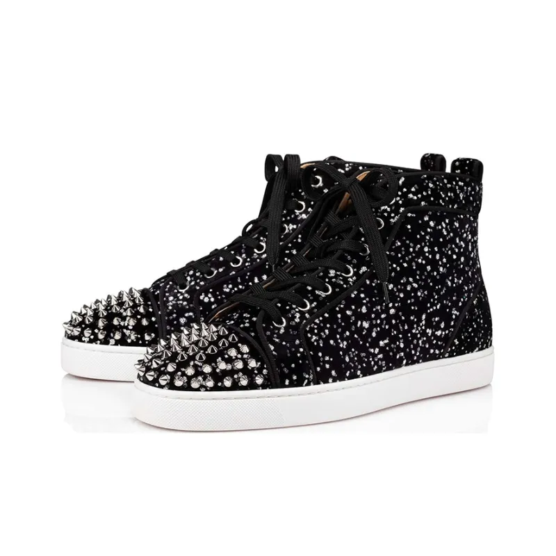 CL LUBOTING Lou Spikes Orlato Stylish Skateboarding Shoes Men's Black White-1