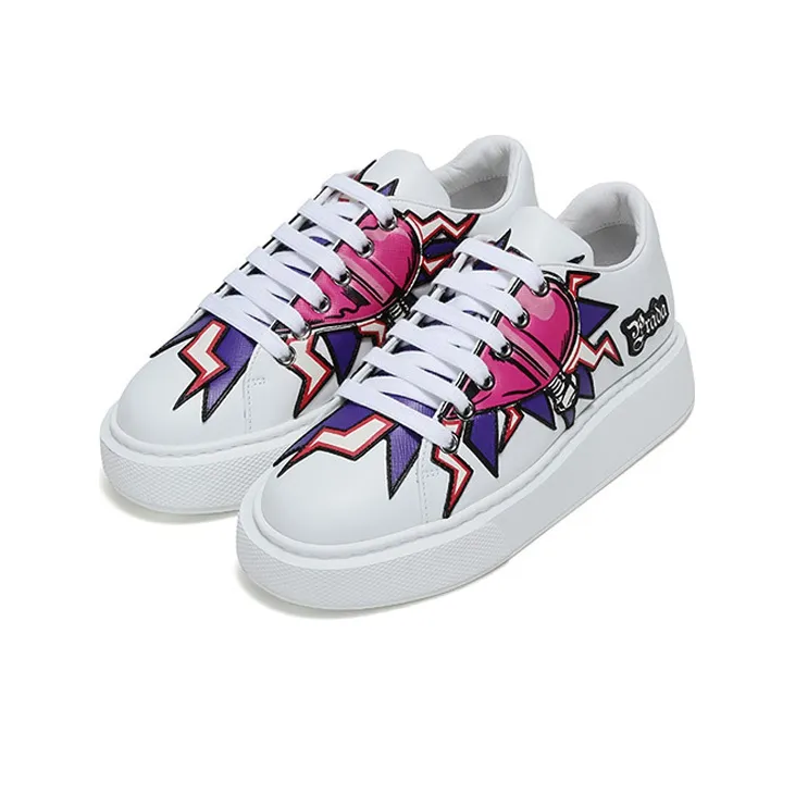PRADA Graphic Heart Platform Sneakers 'White Multi Color' Women's-2