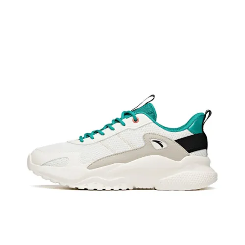 ANTA Running Shoes Men Low-Top Ivory White/Kelp Green/Second Gray