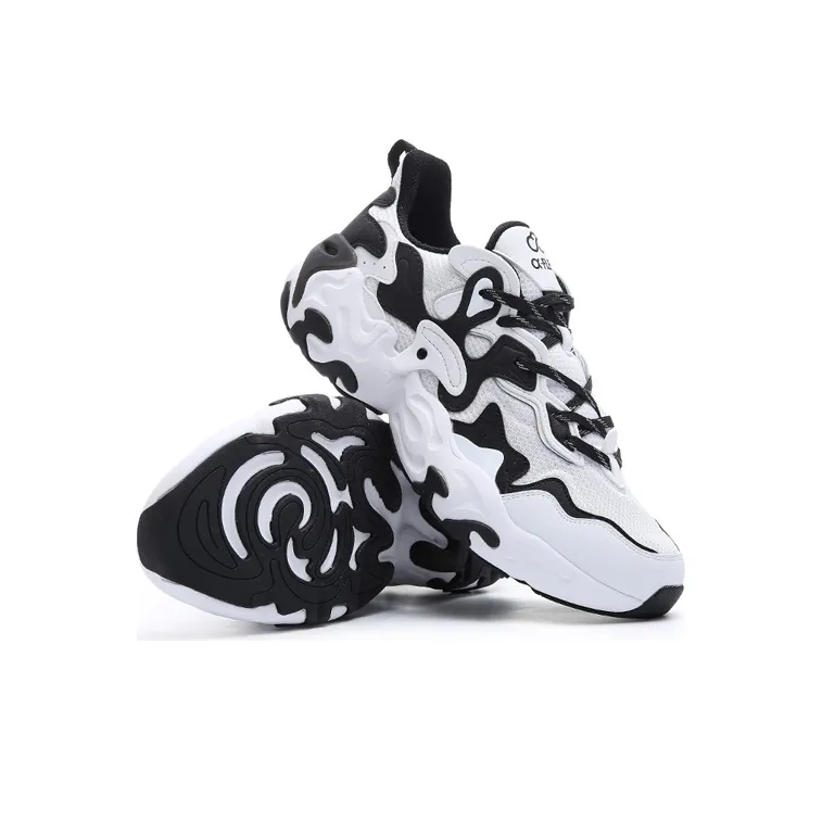 Erke Shock Absorbers With Slip Resistant And Abrasion Resistant Properties Low Top Running Shoes Men's Black White-2