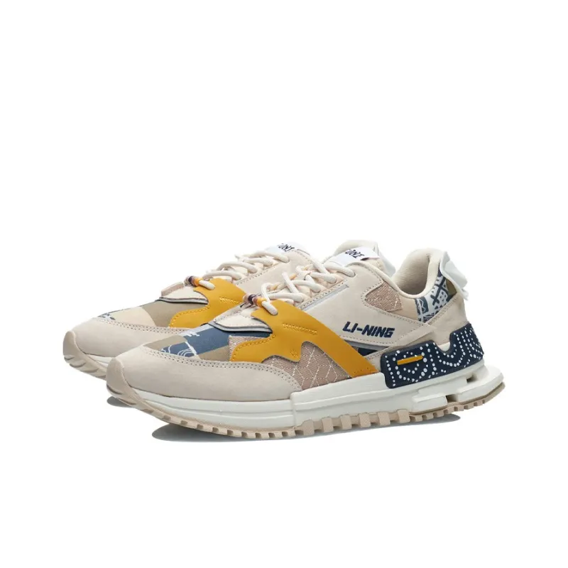 LiNing 001 Anti-Slip And Wear-Resistant Lightweight Low-Top Running Shoes Men's Gray Brown Yellow-2