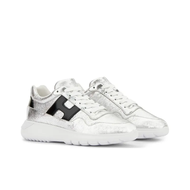 HOGAN Interactive³ Casual Shoes Women's Low-Top Silver-1