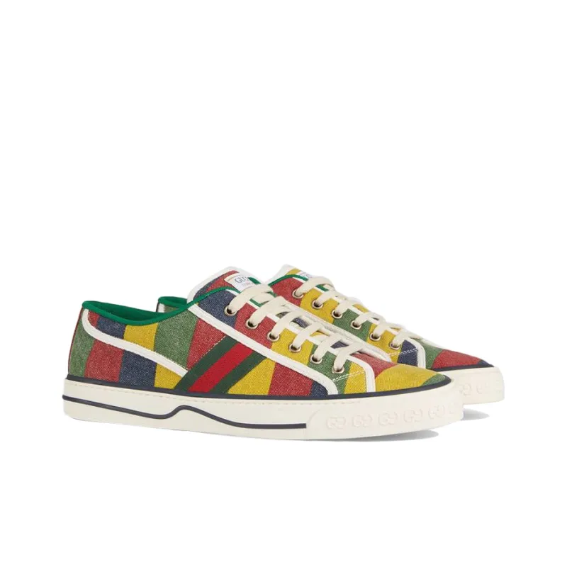 GUCCI Tennis 1977 Stylish Skateboarding Shoes Men's Red Green Yellow-2