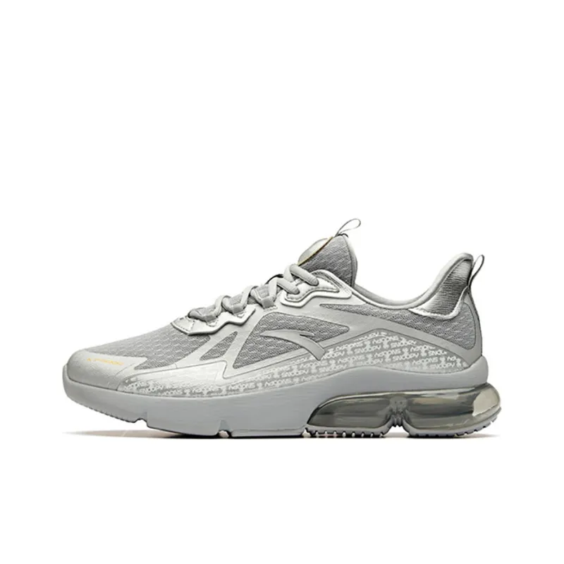 ANTA Running Shoes Men Low Top Dusty Gray/Silver/Fluorescent Mango Orange-0