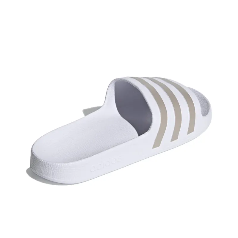 Adidas Adilette Aqua Slides Cloud White Platinum Metallic-3