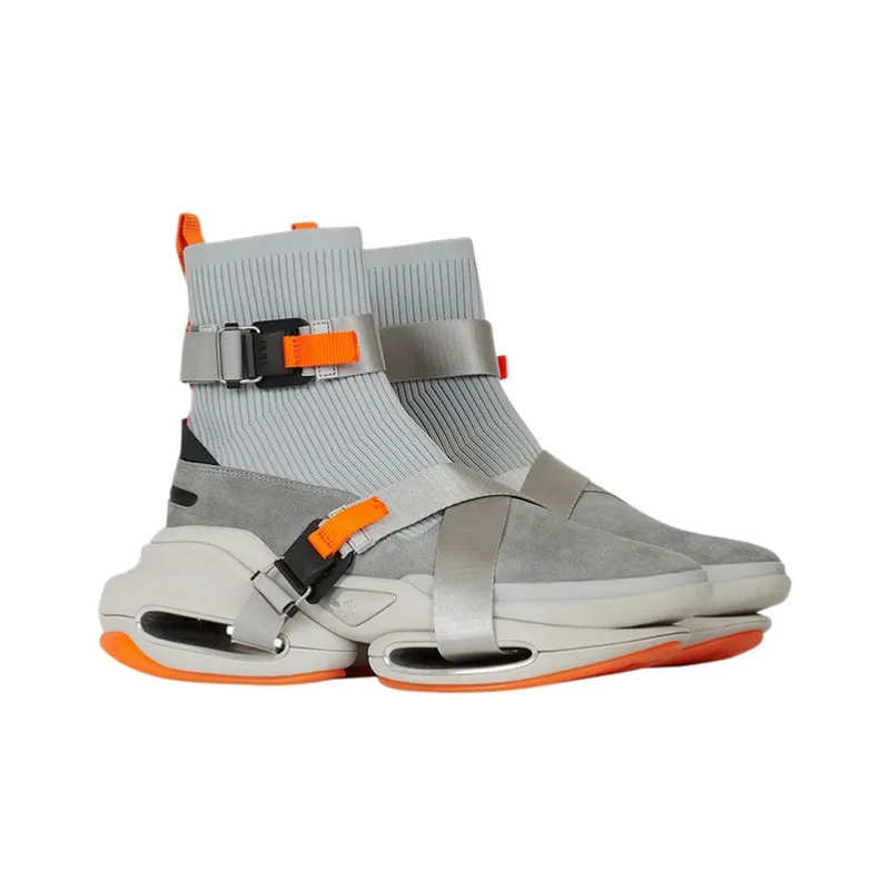 BALMAIN B Bold High Top Chunky Sneakers Men's Gray-2