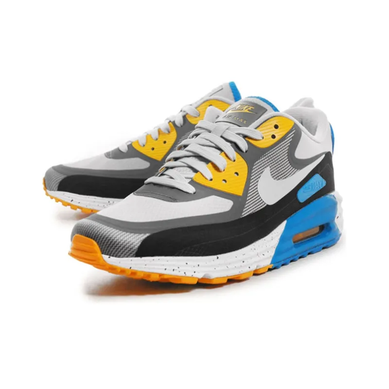 Nike Air Max Lunar Cushioning Abrasion Resistant Lightweight Low Top Casual Running Shoes Men's Gray Blue-1
