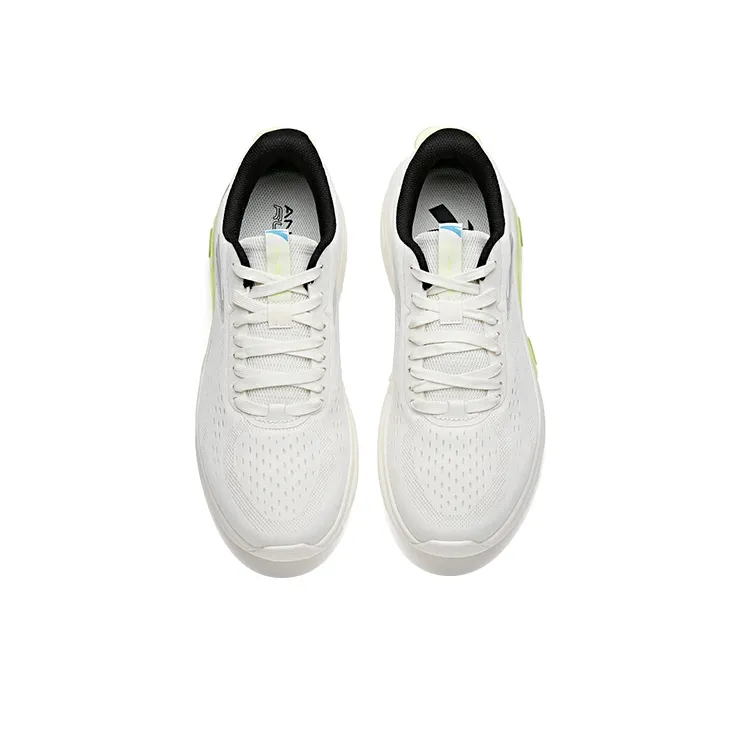 Anta Cushioned Slip-Resistant Abrasion-Resistant Breathable Low-Top Running Shoes Men's White Gray Green-2