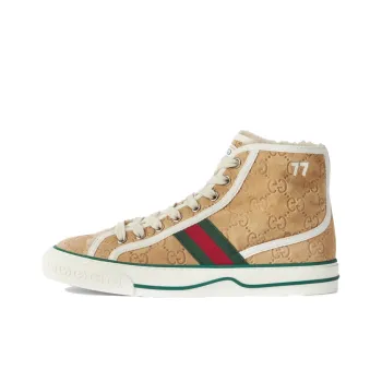 GUCCI Tennis 1977 High Gg Brown Suede Women's