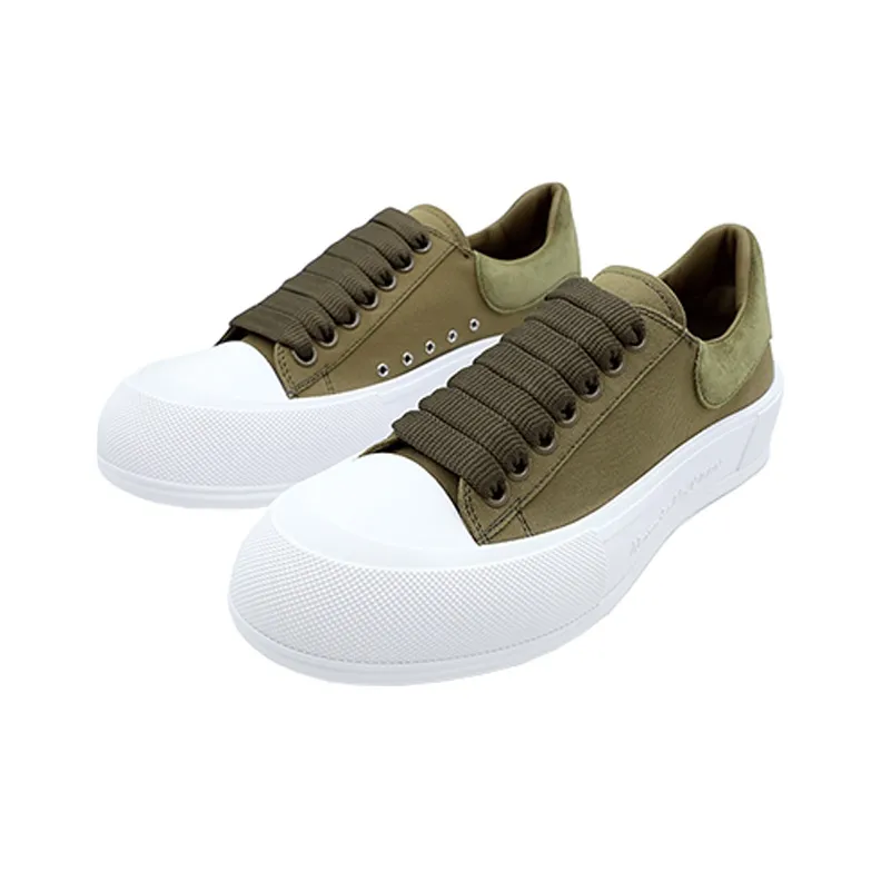 Alexander McQueen Deck Skate Plimsoll Lace Up 'Khaki Green'-1
