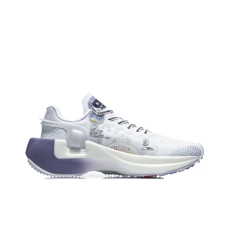 LiNing Cushioning Anti Slip And Wear Resistant Lightweight Rebound Low Top Running Shoes Men's White Blue-1