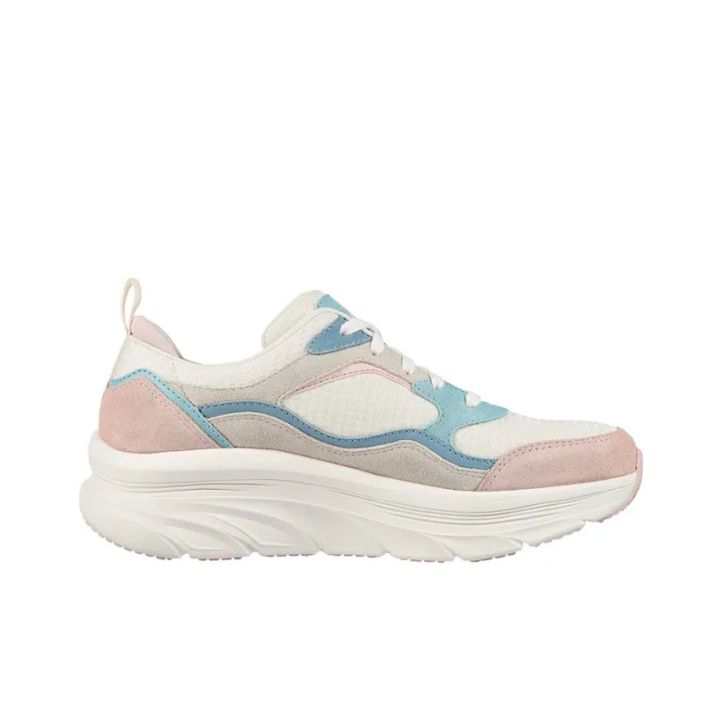 Skechers D'lux Walker Cushioning, Slip Resistant, And Abrasion Resistant Low Top Casual Shoes Women's Blue Pink White-1