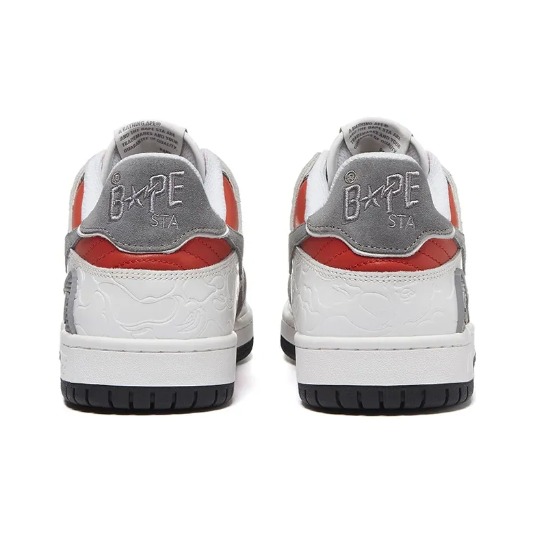 A BATHING APE SK8 STA Stylish Skateboarding Shoes Women's White Red-4