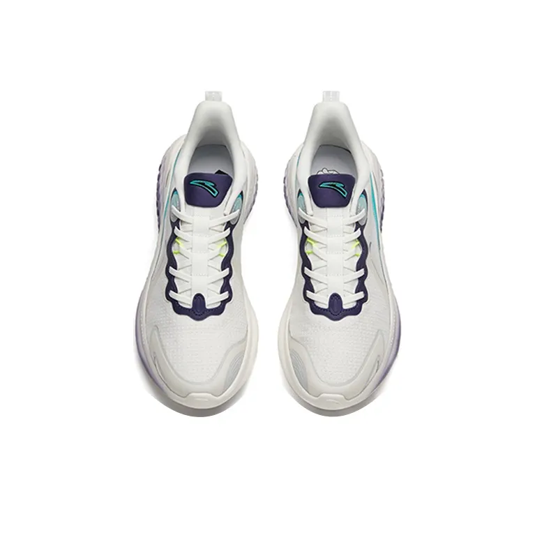 Anta Running Collection Cushioning Anti Slip Wear Resistant Breathability Low Top Running Shoes Men's White Purple-3