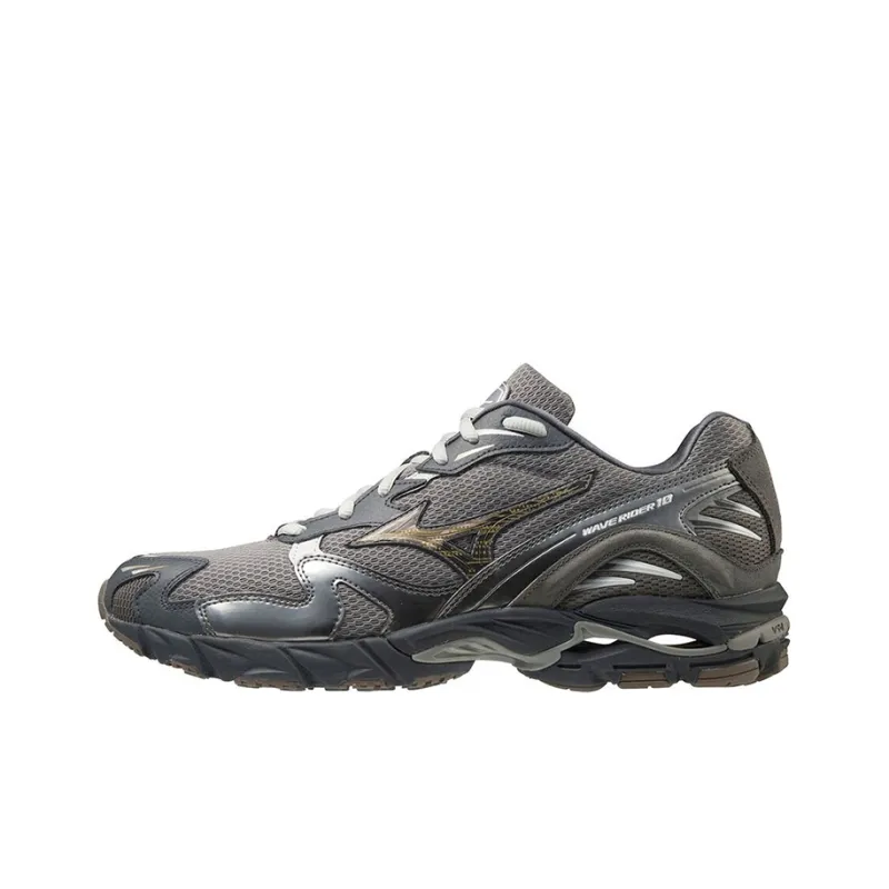 Mizuno Wave Rider 10 Slip-Resistant Low-Top Running Shoes Unisex Black Gray-0