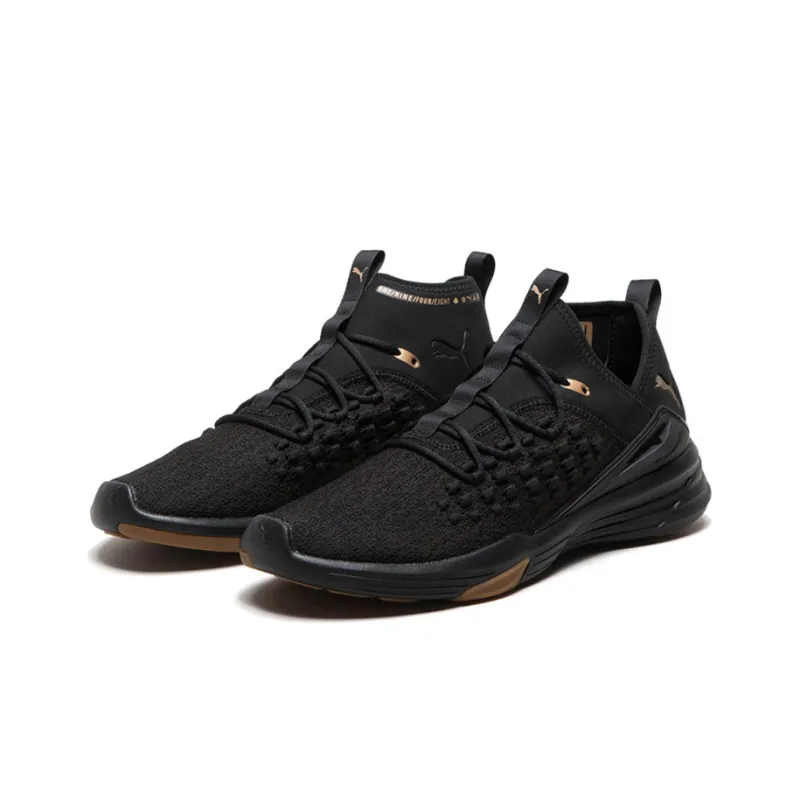 PUMA Fuse Mantra Fit Desert Cushioning Anti Slip And Wear Resistant Coverage Mid Top Running Shoes Men's Black Gold-2