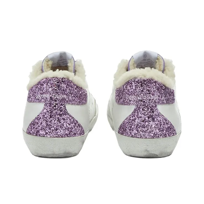 Golden Goose Super Star Brand Low Top Skateboard Shoes Women's Purple Sequins Tail-3