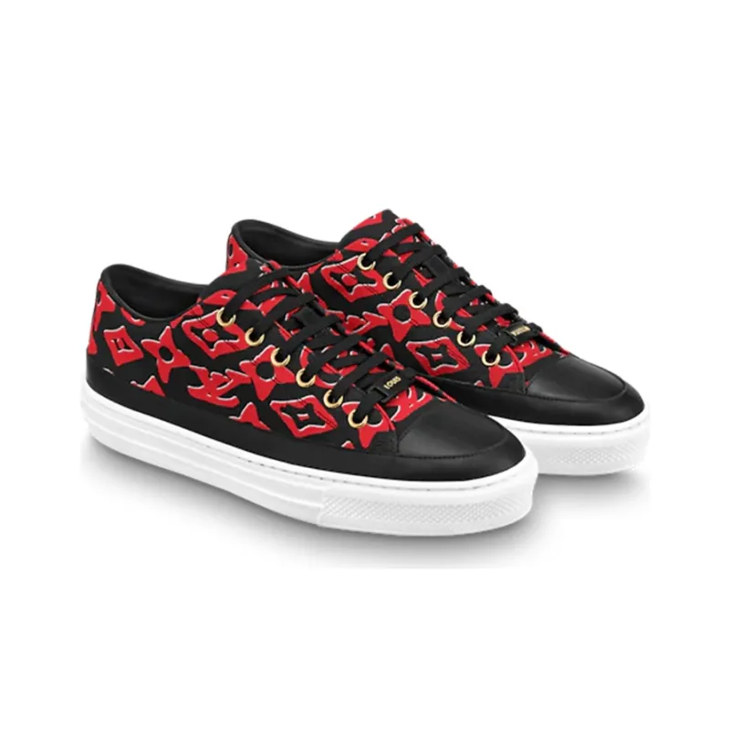 LOUIS VUITTON Stellar Stylish Skateboarding Shoes Women's Black Red-2