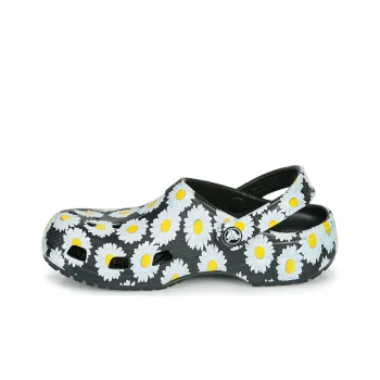 Crocs Classic Clo Daisy Full Print Sandals Unisex Black