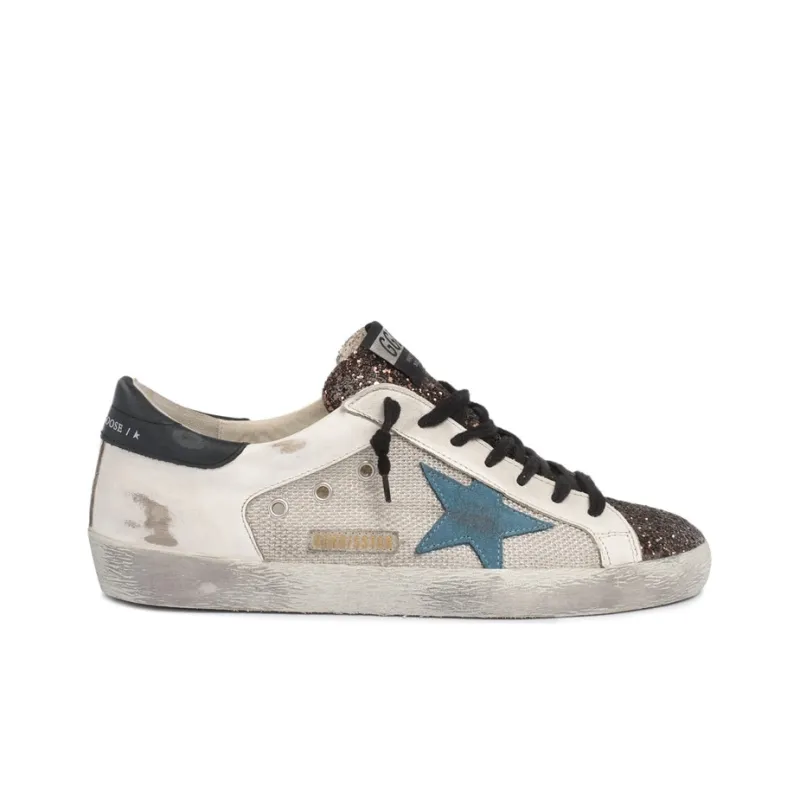 Golden Goose Super Star Stylish Skateboarding Shoes Men's White Blue Distressed Style-1