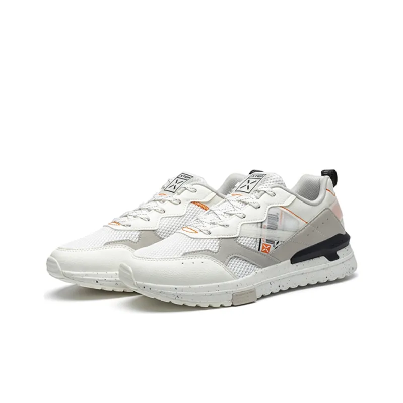 XTEP Cushioned Slip Resistant Abrasion Resistant Low Top Casual Shoes Men's White Gray-2