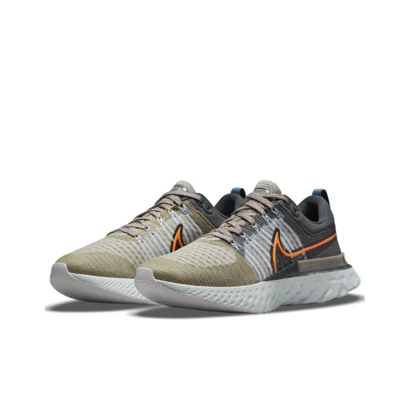 Nike React Infinity Run Flyknit 2 Light Bone Grey Orange-2