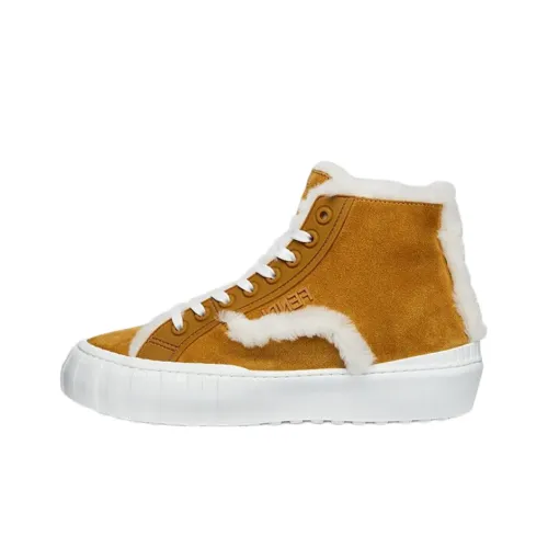 FENDI Force Skateboard Shoes Men High-Top Yellow