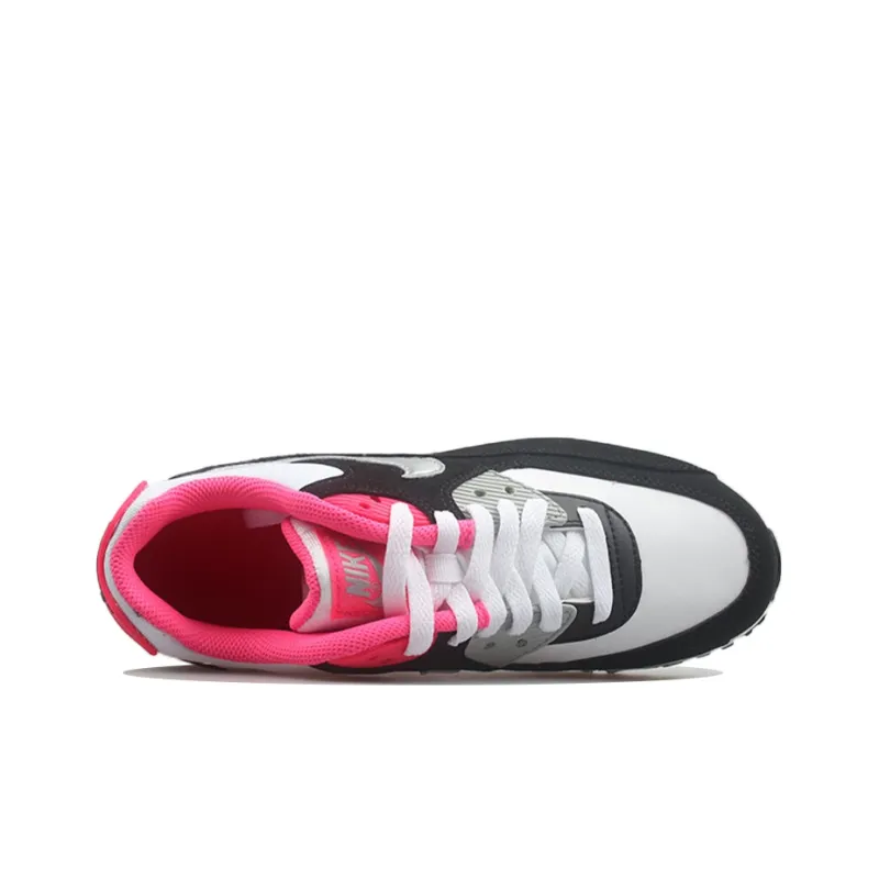 Nike Air Max 90 Cushioning Anti-Slip And Wear-Resistant Rebound Low-Top Casual Running Shoes GS Black Pink White-1