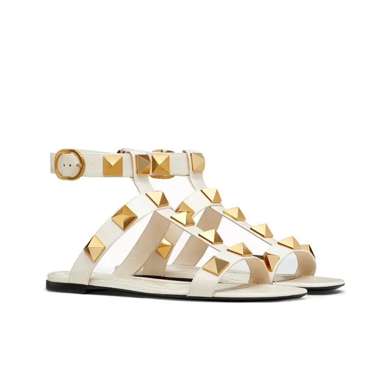 Valentino Garavani Roman Stud Flat Leather Sandals-1
