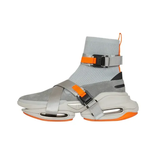 BALMAIN B Bold Chunky Sneakers Men High Top Gray