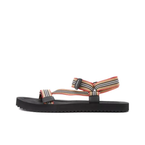 Burberry Beige Icon Stripe Sandal Black