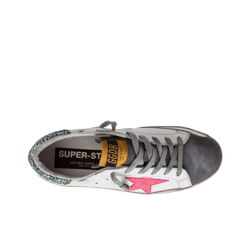 Golden Goose Super Star Low Top Skateboard Shoes Women's White Gray Pink-2