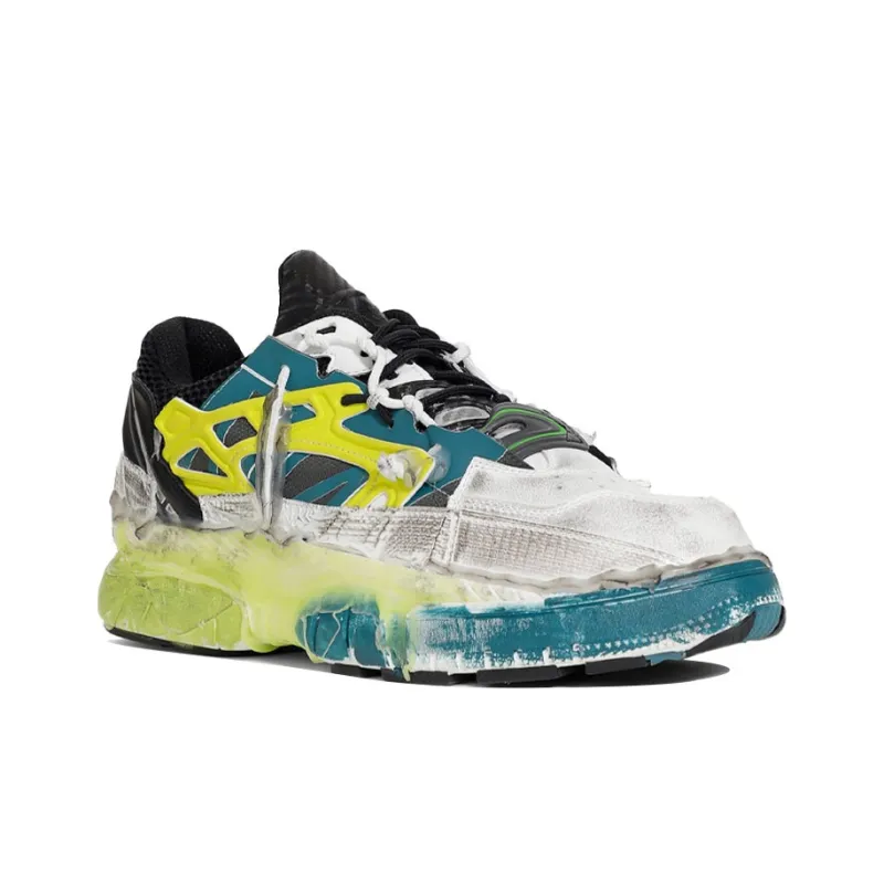 Maison Margiela Replica Multicolor Fusion Stylish Skateboarding Shoes Men's White Green Yellow Distressed Style-1