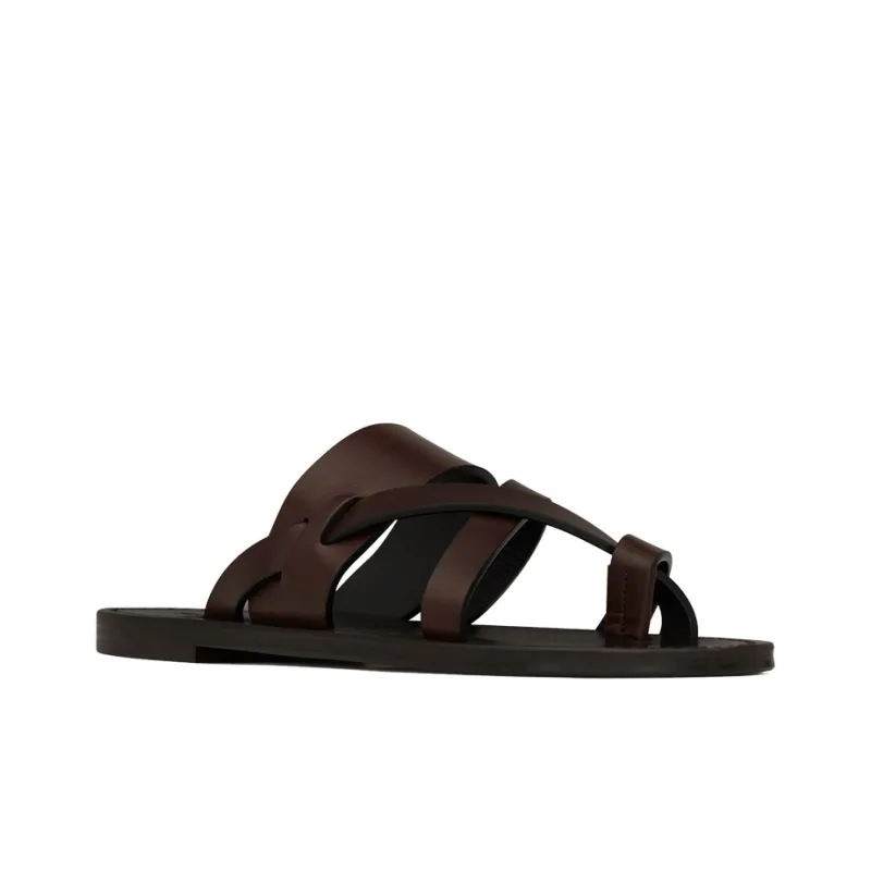 SAINT LAURENT Rubber Sole Odor Resistant Slide Slippers Men's Brown-2